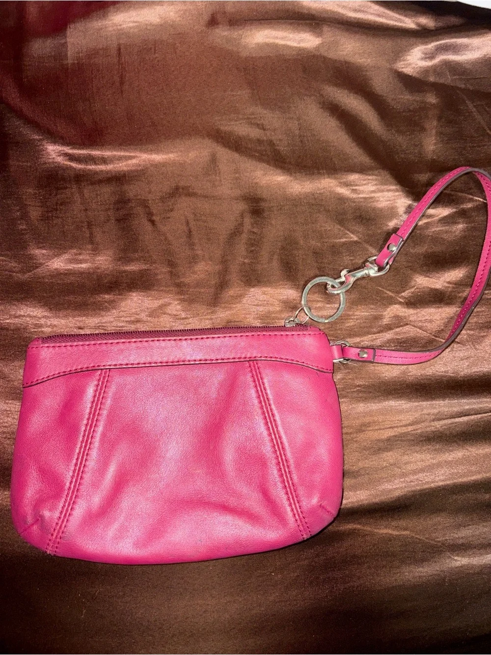 Coach Hot Pink Leather Wristlet